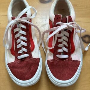 Women’s Red and White skater vans. 8.5